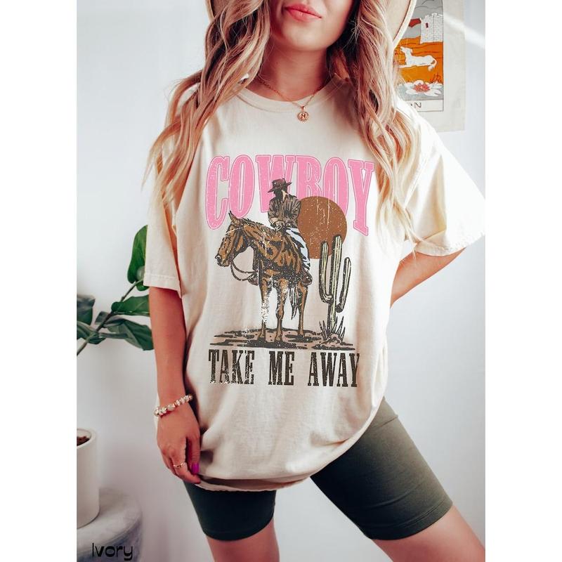 Western Graphic Tee Shirt Retro Cowboy T Shirt Country Outfit Pink Cowgirl Tshirt Yee haw  T-shirt, sweater and Hoodie cotton