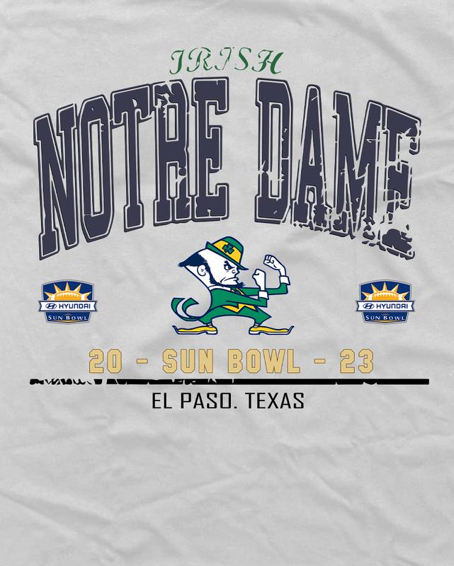 Notre Dame Sun Bowl Football NCAA Graphic cotton unisex T-Shirt Streetwear Menswear Top Tshirt Shortsleeve   Casual