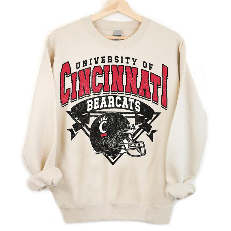 Cincinnati Bearcats Vintage Football NCAA Sweatshirt - Tshirt - Hoodie, University of Cincinnati Unisex Football NCAA Shirt, Unisex Vintage NCAA Shirt