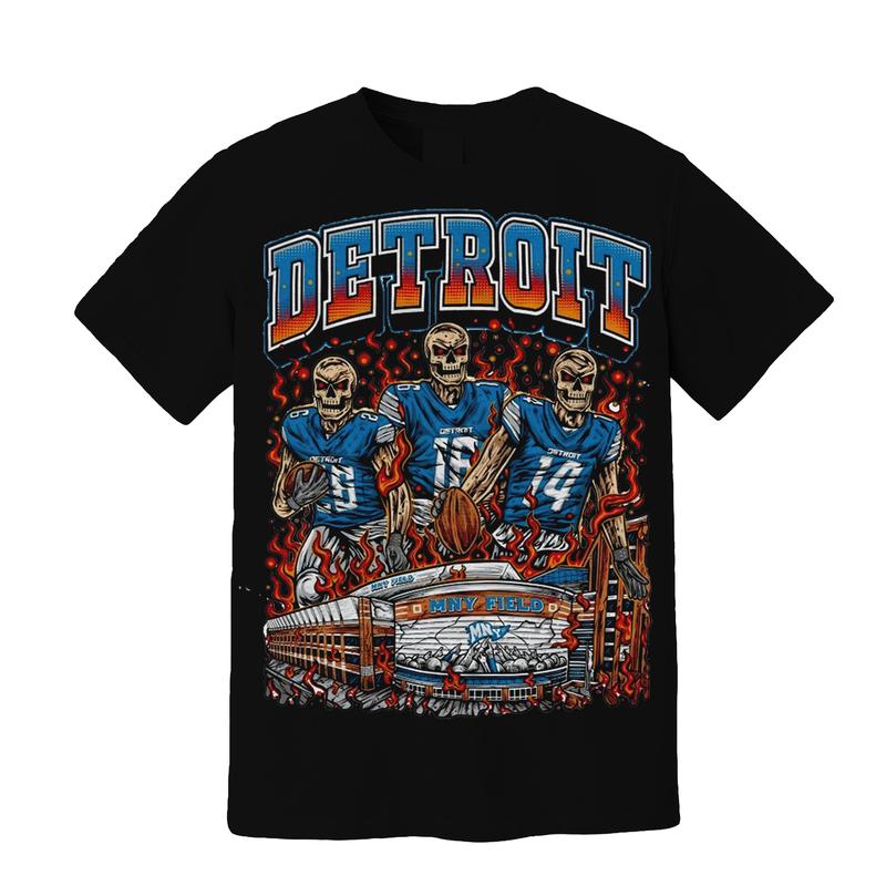 Detroit City Football Graphic T-Shirt - Limited Edition, Detroit Football Shirt, Deadman's Football, Perfect for Fans of Detroit Menswear Top