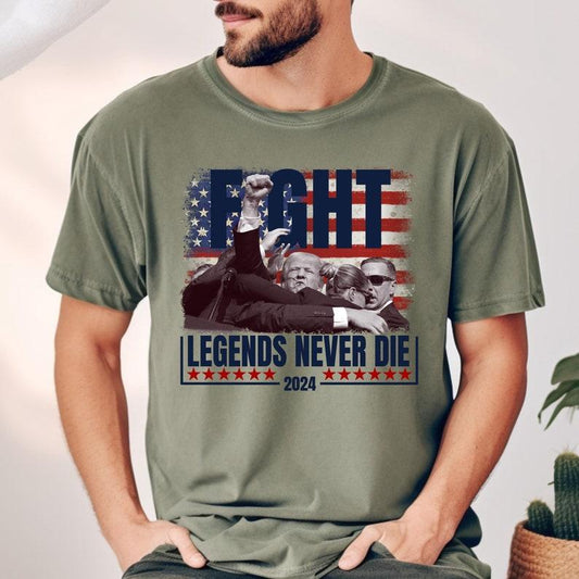 Trum Shooting Shirt, Trum Assassination Trum T-Shirt, Legends Never Die, Conservative Patriotic, Fight For America Shirt,  Full Colors, Full Sizes, Fo