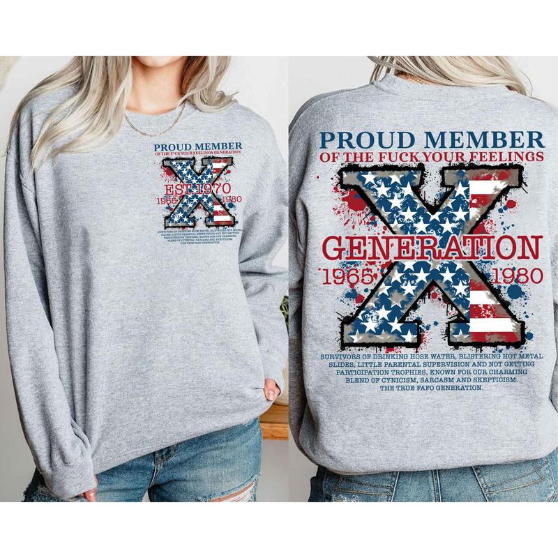 Custom Est.1970 GenX 2 Side Shirt, Vintage Generation Flag 1965-1980 Hoodies, FAFO GenX  Shirt, GenX Flag Cotton Shirt ,For Men, For Women