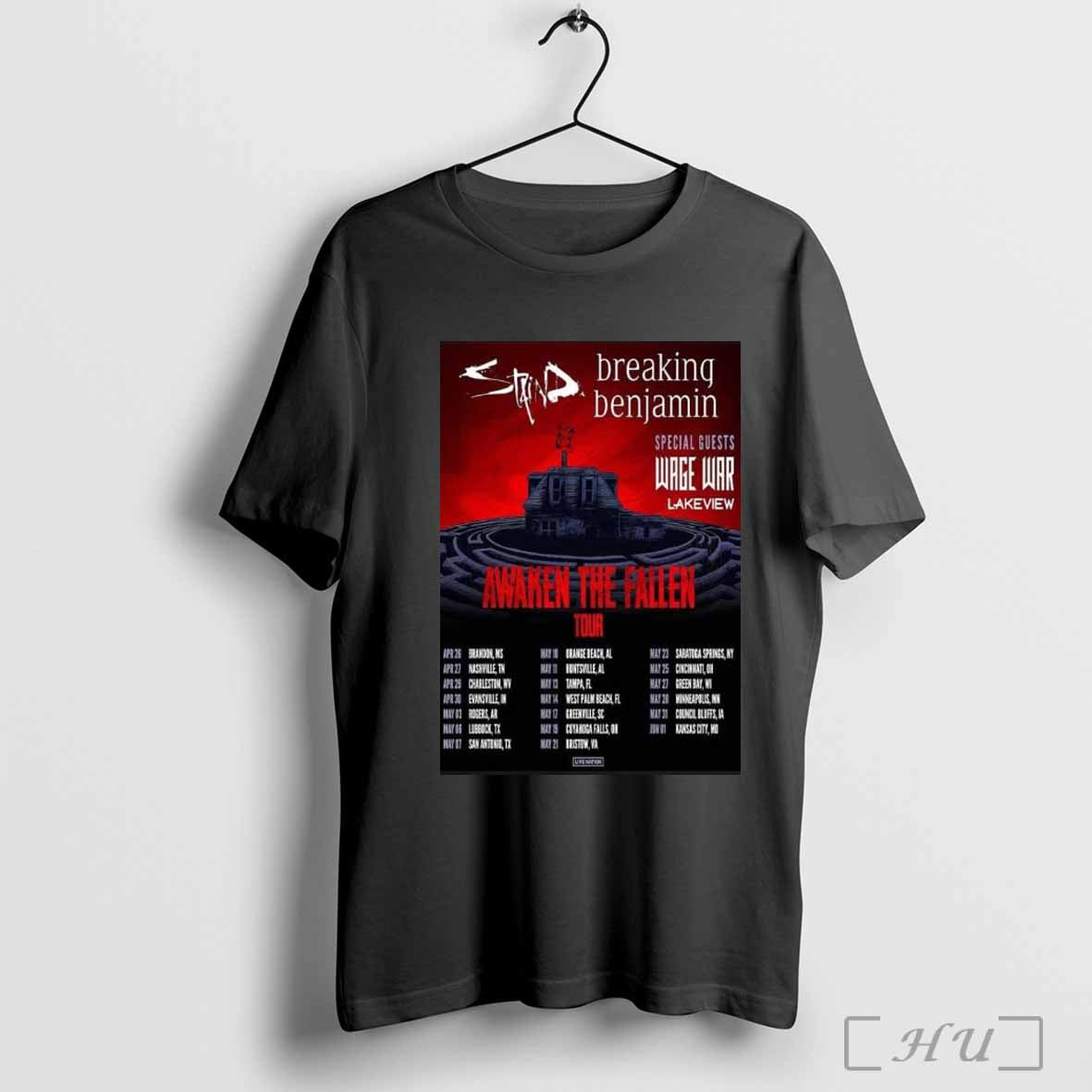 Staind And Breaking Benjamin Awaken The Fallen Tour With Lakeview And Wage War Performances Scheduled On Apr And May 2025 shirt