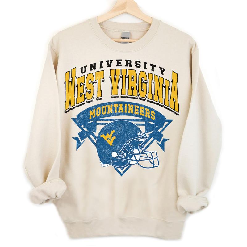 West Virginia Mountaineers Vintage Football NCAA Sweatshirt - Tshirt - Hoodie, West Virginia University Unisex Football NCAA Shirt, Unisex Vintage NCA