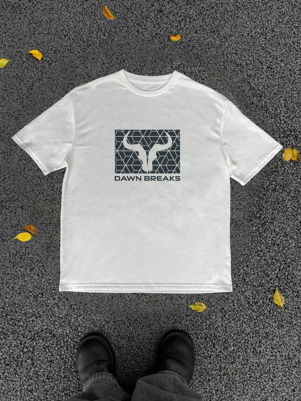 Men's Bull Head & Letter Print Round Neck Tee, Regular FitÃ‚Â Trendy Casual Streetwear GraphicÃ‚Â Short Sleeve T-Shirt for Daily Wear, Graphic Tees,Ã‚Â Men's S