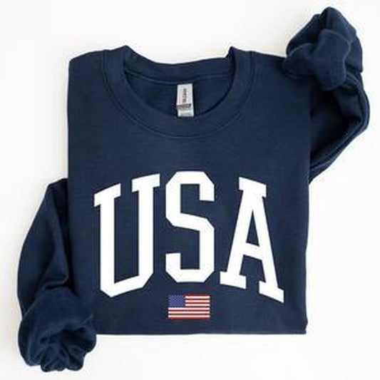 USA Flag, America, Patriotic, 4th of July Sweatshirt, Women's Crew Neck, Crewneck Casual Comfort Womenswear ComfortableÃ‚Â Graphic