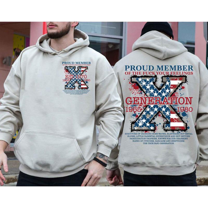Custom Est.1970 GenX 2 Side Shirt, Vintage Generation Flag 1965-1980 Hoodies, FAFO GenX  Shirt, GenX Flag Cotton Shirt ,For Men, For Women