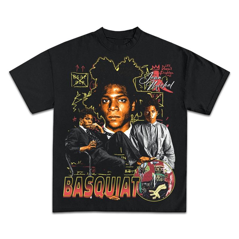 JEAN-MICHEL BASQUIAT GRAPHIC T-SHIRT - STREETWEAR Short Sleeve Casual T-Shirt
