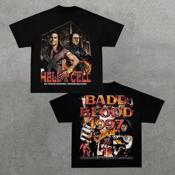 VINTAGE TEE  BADD BLOOD 1997, Double Sided Prints Vintage T-Shirt, Wrestler Shirt, WWE Shirt, Y2k Shirt, Vintage Graphic Tee, Unisex T-Shirt, Gift For