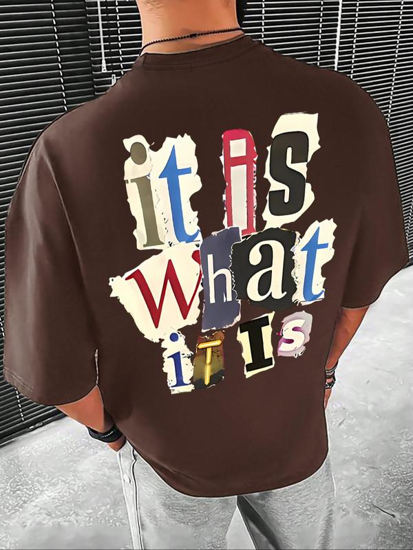 Men's Letter Print Round Neck Tee, Regular FitÃ‚Â Casual Short Sleeve T-shirt, Graphic Tees,Ã‚Â Streetwear, Summer Clothes,Ã‚Â Men Summer Top