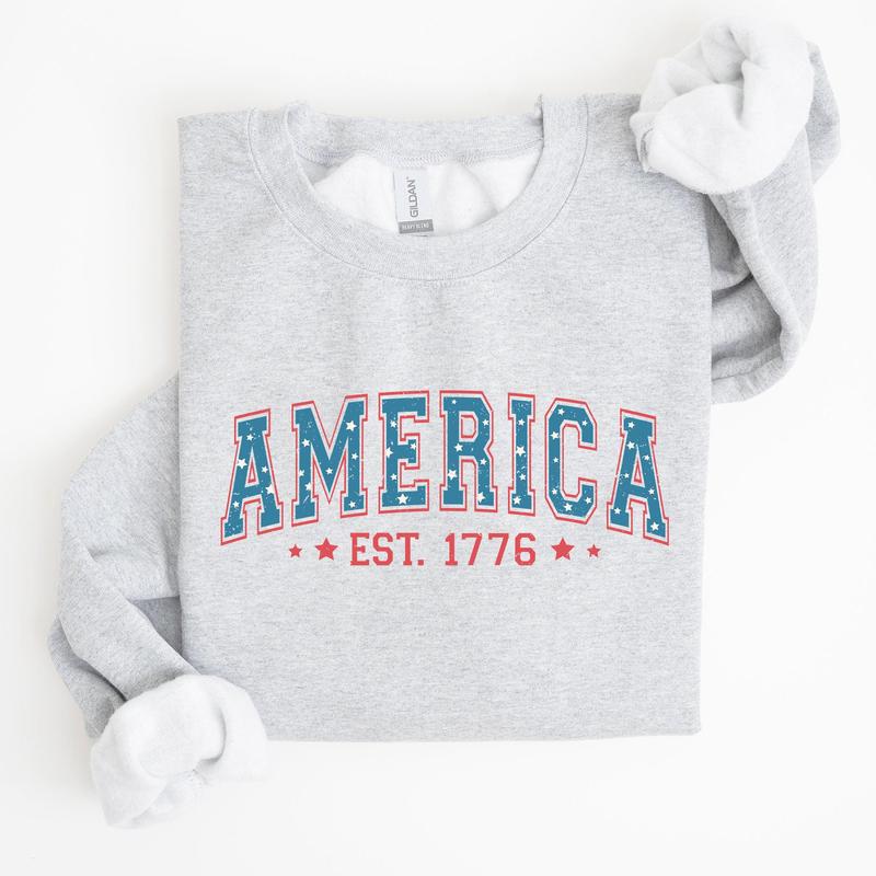 America, 1776, Patriotic, 4th of July Sweatshirt, Women's Crew Neck, Crewneck Casual Comfort Womenswear ComfortableÃ‚Â Graphic