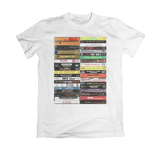 Vintage 80s 90s Hip Hop Cassette Tapes T-shirt - mixtape compilation - 2pac NWA Run DMC Shirt Cotton Tee for Men, Women