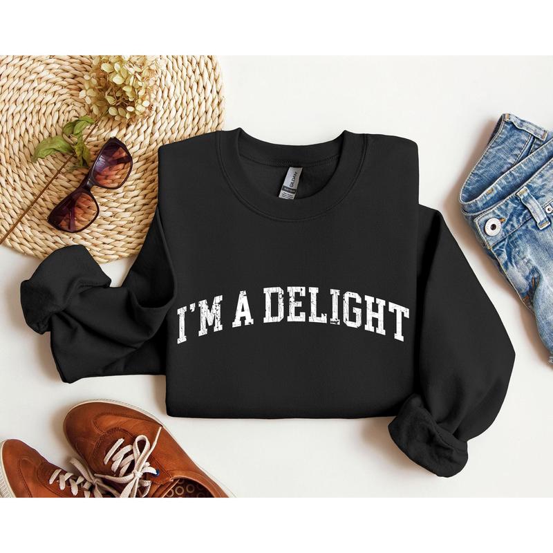 I'm A Delight Funny Sweatshirt, Sarcastic College Sweatshirt, Women's Crew Neck, Crewneck Casual Comfort Womenswear ComfortableÃ‚Â Graphic