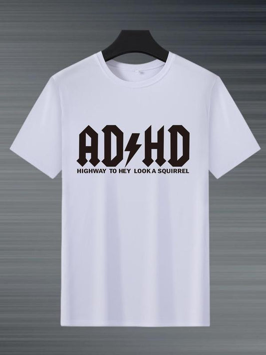 Men's Letter Print Round Neck GraphicÃ‚Â Tee, Regular FitÃ‚Â Casual Short Sleeve T-shirt for Summer, Men's Top for Daily Wear