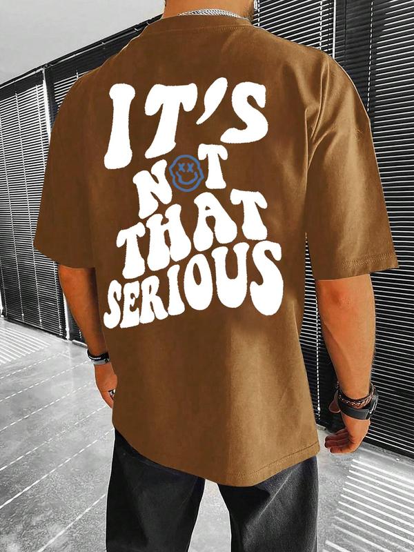 Men's Cartoon Expression & Letter Print Drop Shoulder Tee, Summer Outfits 2024, Regular Fit Casual Short Sleeve Round Neck T-Shirt for Summer,Ã‚Â Graphic