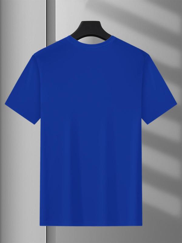 Men's Regular Fit Dinosaur & Letter Print Round Neck Tee, Summer Clothes, Casual Soft Comfy Graphic Short Sleeve T-shirt for Summer, Slogan Tees, Men'