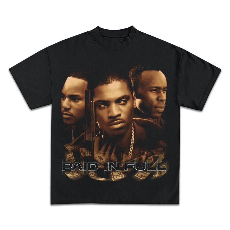 PAID IN FULL VINTAGE GRAPHIC BOOTLEG T-SHIRT - STREETWEAR Casual Crewneck Short Sleeve Tee