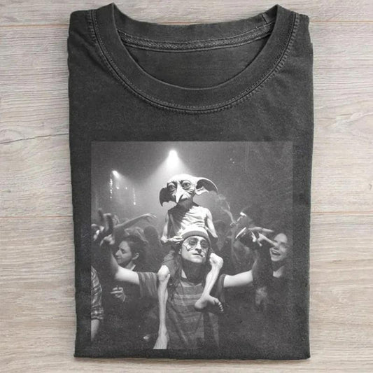 Vintage Magic On The Dance Floor Graphic Tee - Funny Harry Potter and Dobby Vibing Shirt - Harry Potter Movie Tshirt - Harry Potter Wizards - Funny Sh