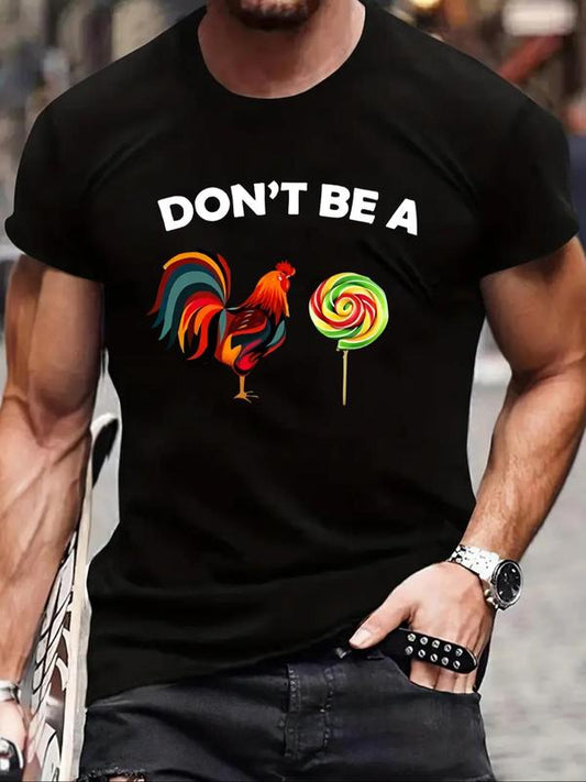 Men's Cartoon & Letter Print Round Neck Tee, Graphic Tees, Regular Fit Casual Comfy Graphic Short Sleeve T-shirt for Summer, Knitting Streetwear for M