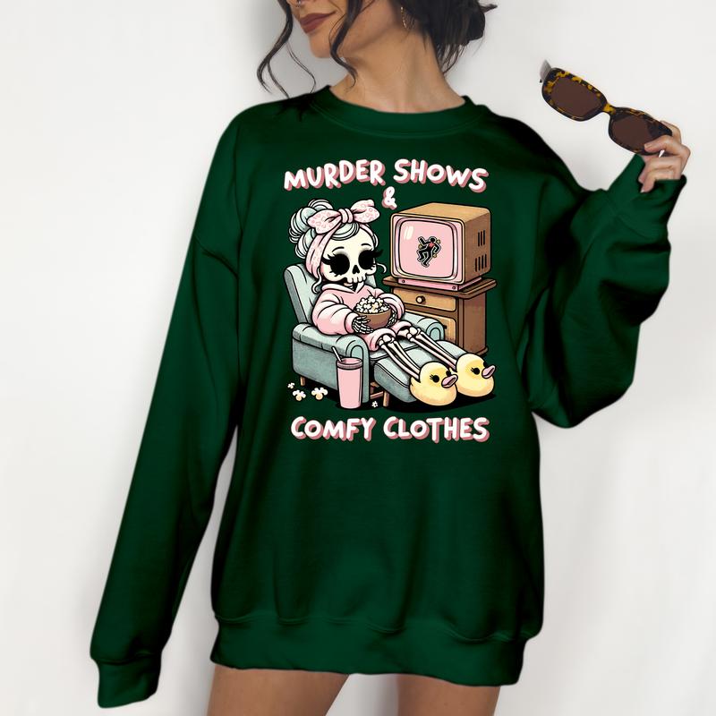 Murder Shows and Comfy Clothes  Sweatshirt - DTF Print Unisex T-Shirt, Funny Tee Womenswear Graphic