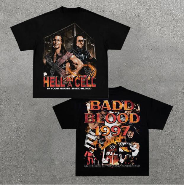 VINTAGE TEE  BADD BLOOD 1997, Double Sided Prints Vintage T-Shirt, Wrestler Shirt, WWE Shirt, Y2k Shirt, Vintage Graphic Tee, Unisex T-Shirt, Gift For