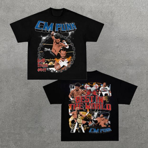 VINTAGE TEE  CM PUNK, Double Sided Prints Vintage T-Shirt, Wrestler Shirt, WWE Shirt, Y2k Shirt, Vintage Graphic Tee, Unisex T-Shirt, Gift For Him, Ad