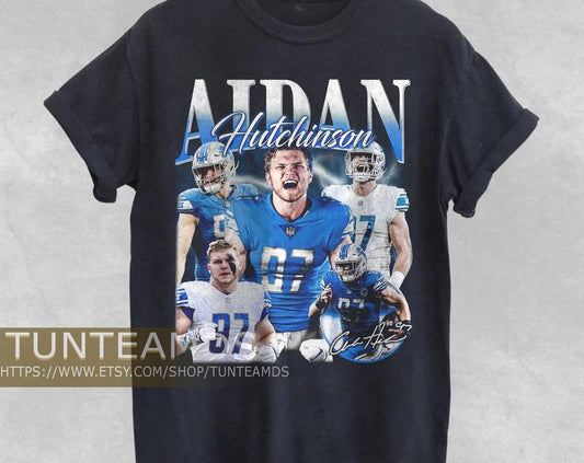 Vintage Aidan Hutchinson Shirt, Sweatshirt , Football Shirt, Classic 90S Graphic Tee, Unisex, Vintage Bootleg, Tshirt, Fan Gift