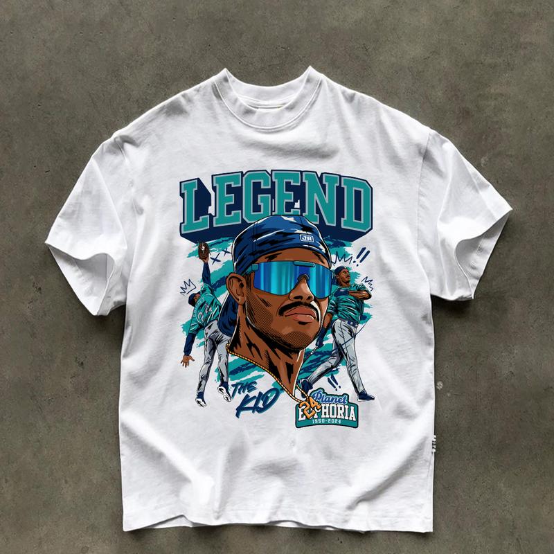 Ken Griffey Jr The Kid Basketball Legend Signature Vintage Style T-Shirt Streetwear Menswear Top Shortsleeve Sports  Tshirt Classic Tee Casual