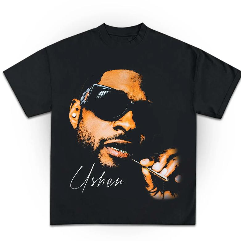 Usher Face T-Shirt, Retro Usher Graphic Tee, Vintage 90s R&B Music, Hip Hop Icon, Unisex Cotton Shirt, Perfect Gift for Fans, Menswear & Womenswear Ap