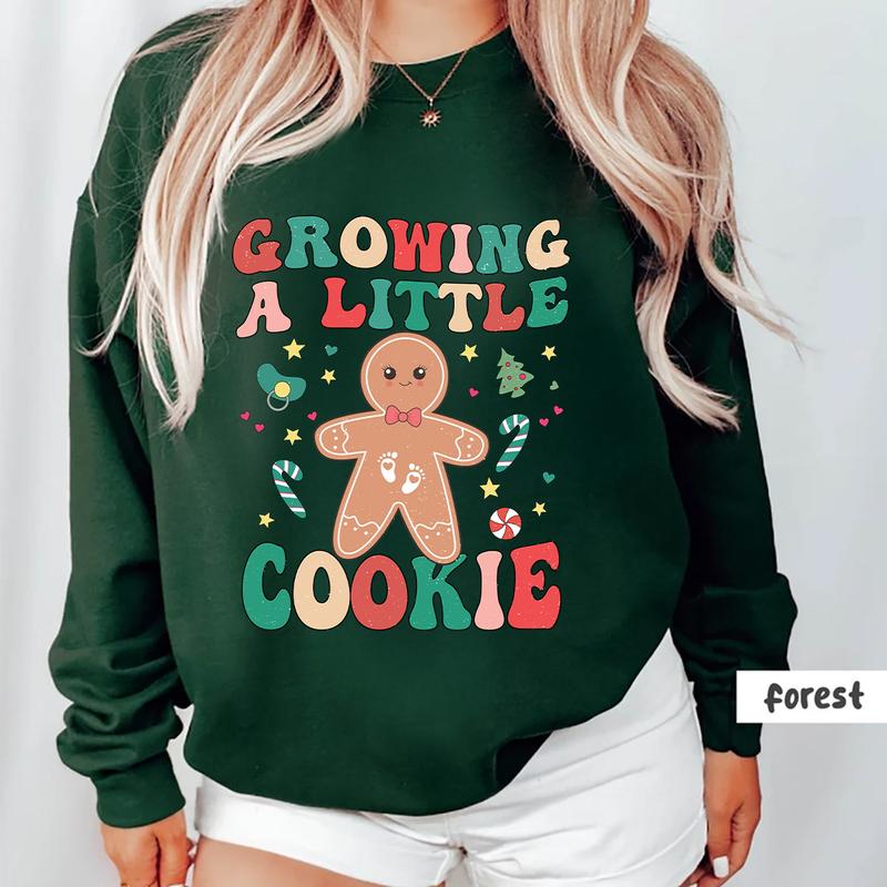 Growing a Little Cookie Pregnancy Announcement Sweatshirt - Cozy Holiday Maternity Wear