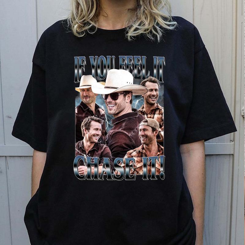 If You Feel It, Chase It T-Shirt, Glen Powell  Vintage Shirt, Gift For Woman and Man Unisex T-Shirt Cotton Fabric