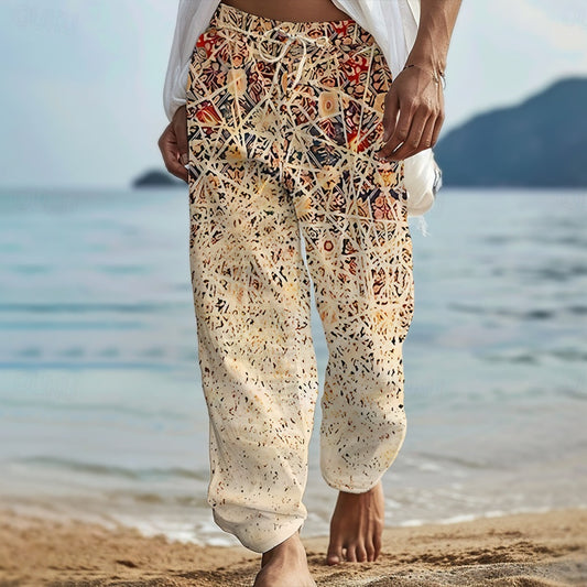 Men's Pants Trousers Graphic Outdoor Holiday Hawaiian Khaki Inelastic