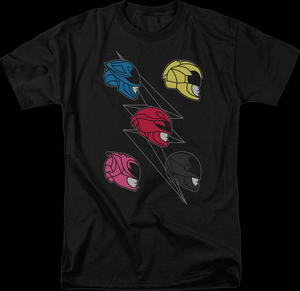 Five Helmets Mighty Morphin Power Rangers T-Shirt
