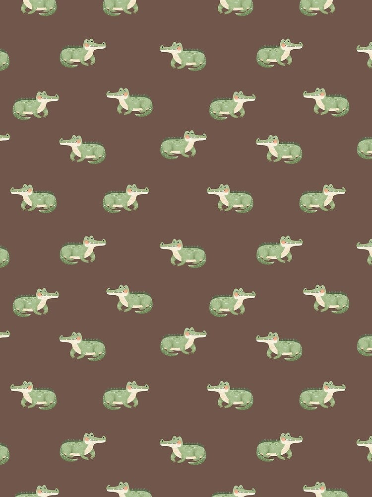 Watercolor Crocodiles on Dark Brown by KSimpson838