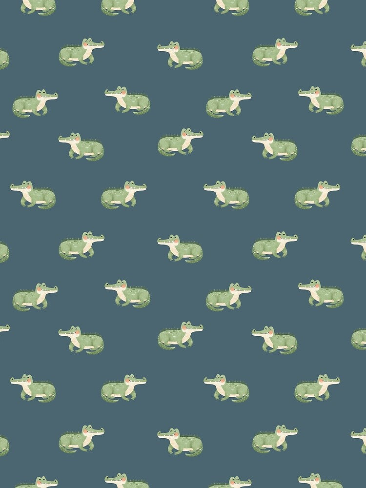 Watercolor Crocodiles on Gray-Blue by KSimpson838