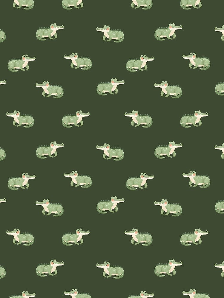 Watercolor Crocodiles on Dark Green by KSimpson838