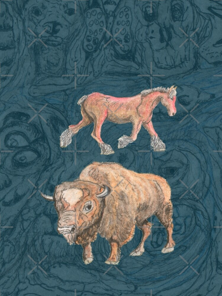 Crash of Rhinos Bison & Horse by AJLeibengeist