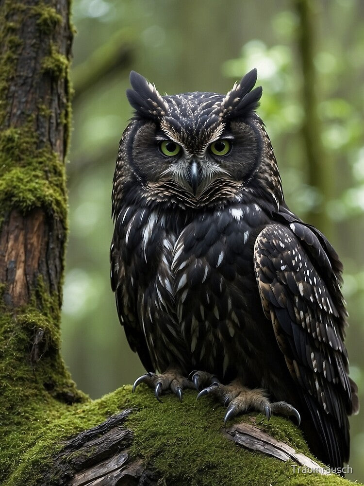 Owl in the Forest – Mystical Animal Art – Watcher of the Night by Traumrausch