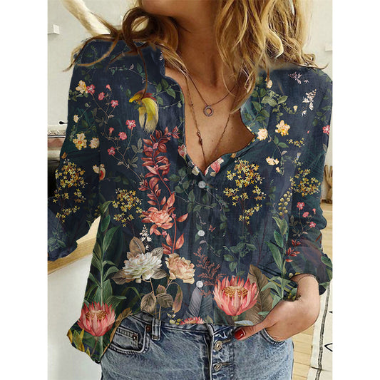 Women's Shirt Hawaiian Graphic Floral Button Print Long Sleeve Daily Weekend Tropical Vintage Shirt Collar Regular Floral Summer Holiday Clothes Black Pink