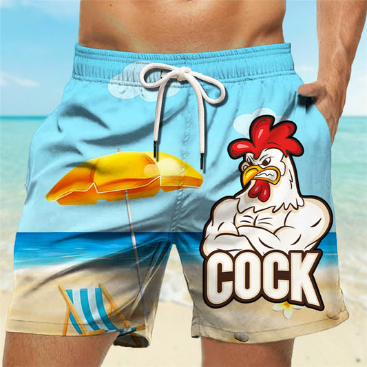 Men's Animal Rooster Graphic Prints Swim Shorts Board Shorts Swimming Trunks Mid Waist Hawaiian Boho Casual Daily Holiday Drawstring with Mesh lining Elastic Waist Designer Clothing Apparel