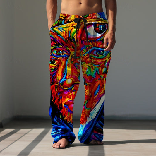 Men's Hawaiian Pants Trousers Graphic Outdoor Holiday Red Inelastic