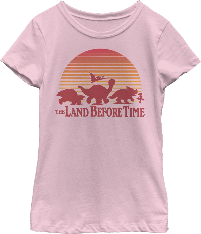 Girls Youth Vintage Sunset Silhouette Land Before Time Shirt