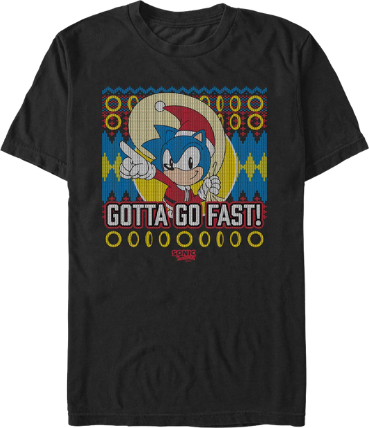 Gotta Go Fast Faux Ugly Christmas Sweater Sonic The Hedgehog T-Shirt
