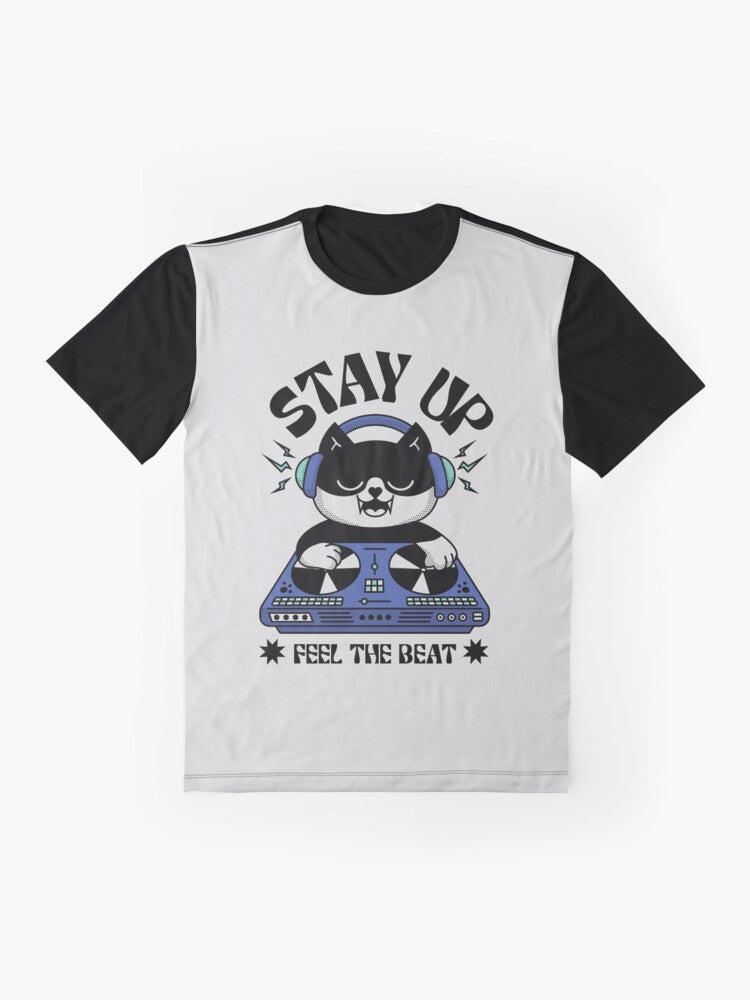 Disk Jockey Cat - Feel The Beat - Musical - Humor Graphic T-Shirt