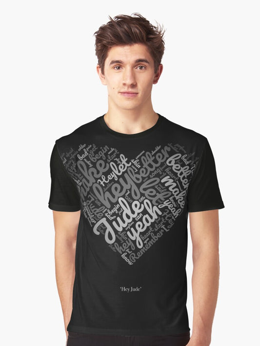 The Beatles | Hey Jude | Black and White Graphic T-Shirt