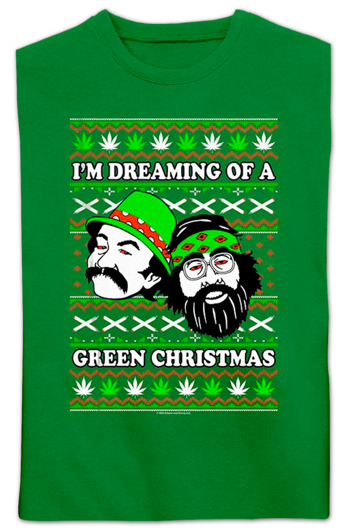 Green Christmas Faux Ugly Sweater Cheech And Chong Sweatshirt