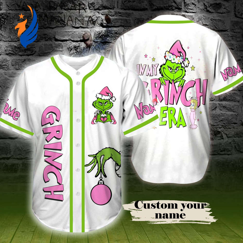 Grinch And Cindy Lou Christmas Custom Name Baseball Jersey - Bafud