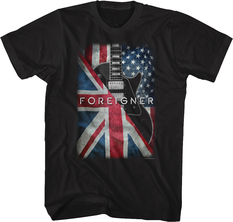 Guitar Wrapped In Flags Foreigner T-Shirt