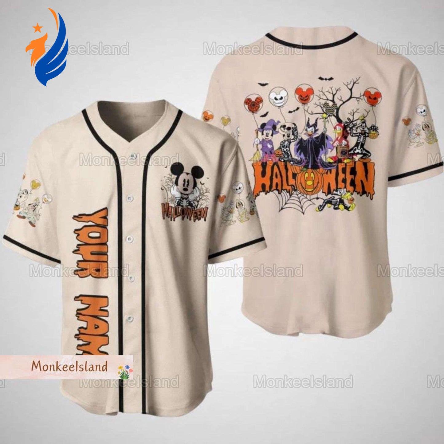 Halloween Mickey Mouse Baseball Jersey - Custom Disneyland Shirt with Mickey Pumpkin Design - Bafud