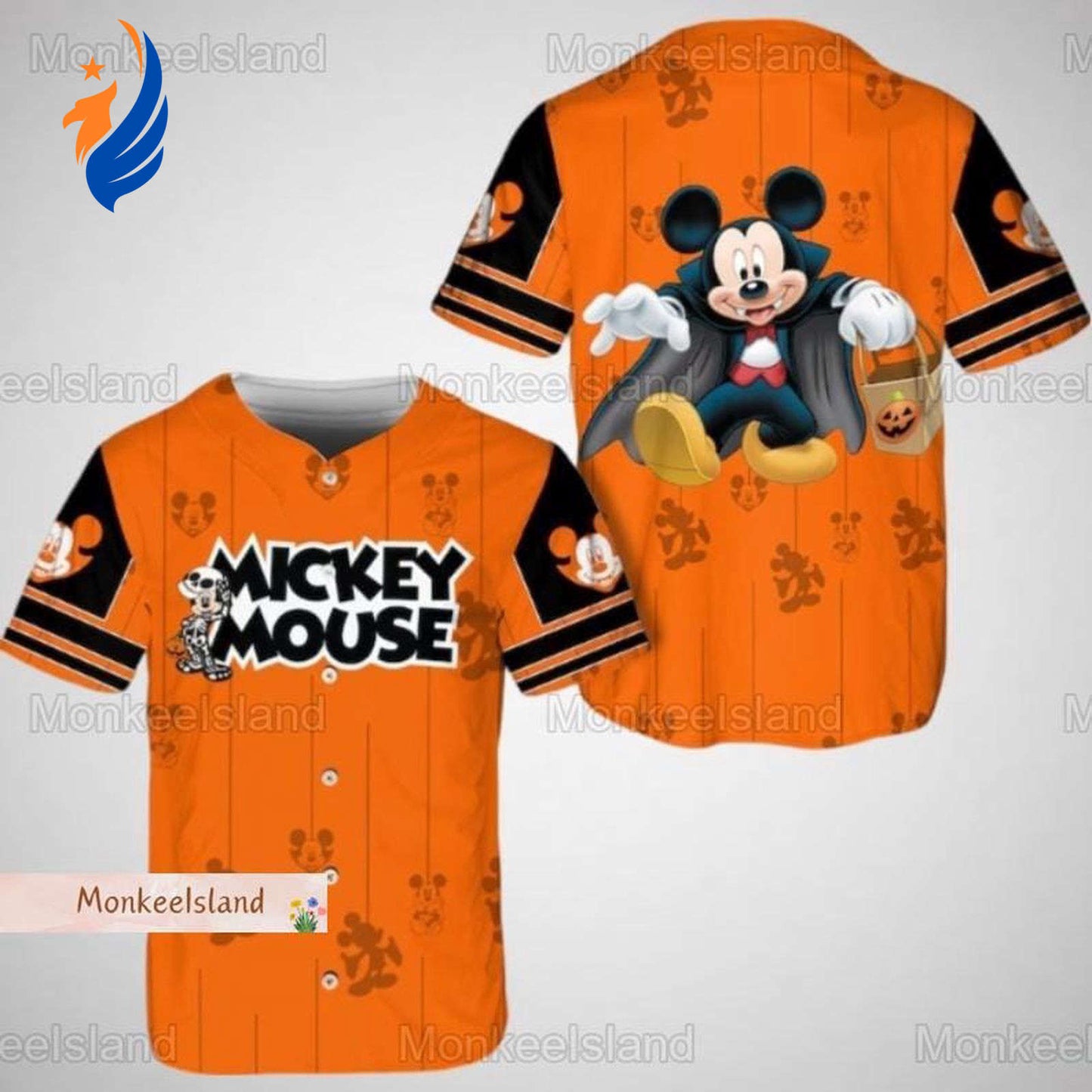 Halloween Mickey Mouse Baseball Jersey - Pumpkin Skeleton Magic Kingdom Shirt Spooktacular Halloween Jersey - Bafud